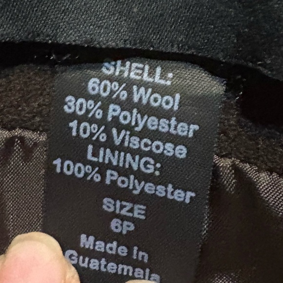 Moda International Women's Size 6P Brown Textured Wool Button Up Pea-Coat - Picture 4 of 4